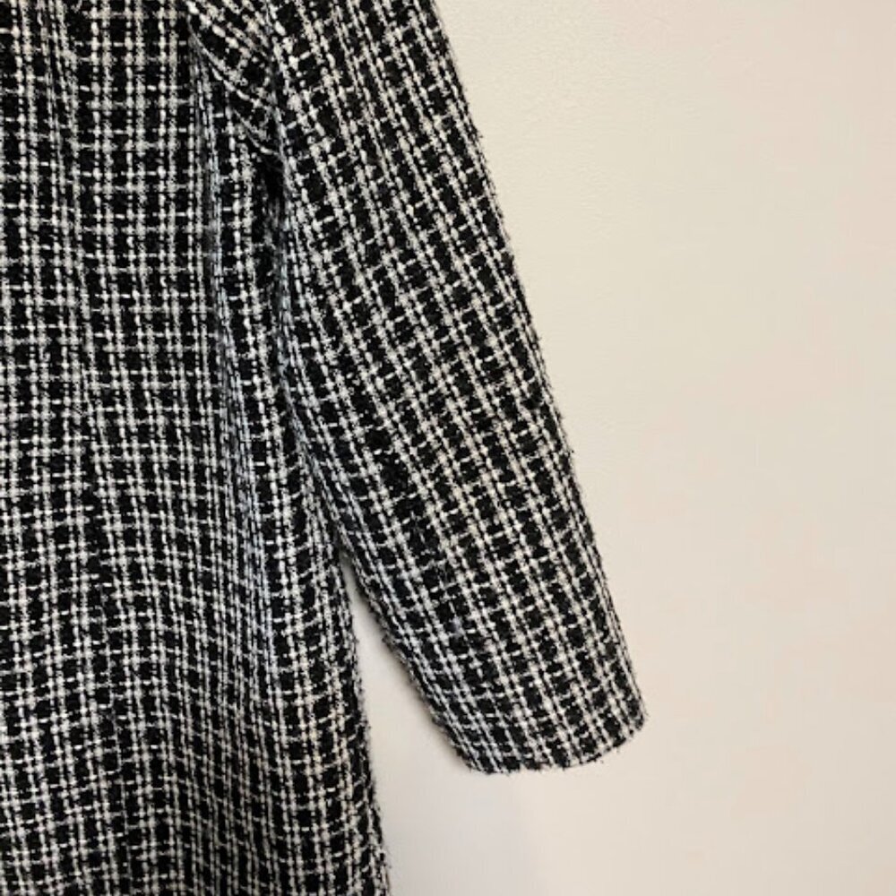 Kaylee Kollection Black & White Plaid Tweed Double-Breasted Coat Size M - Picture 6 of 9